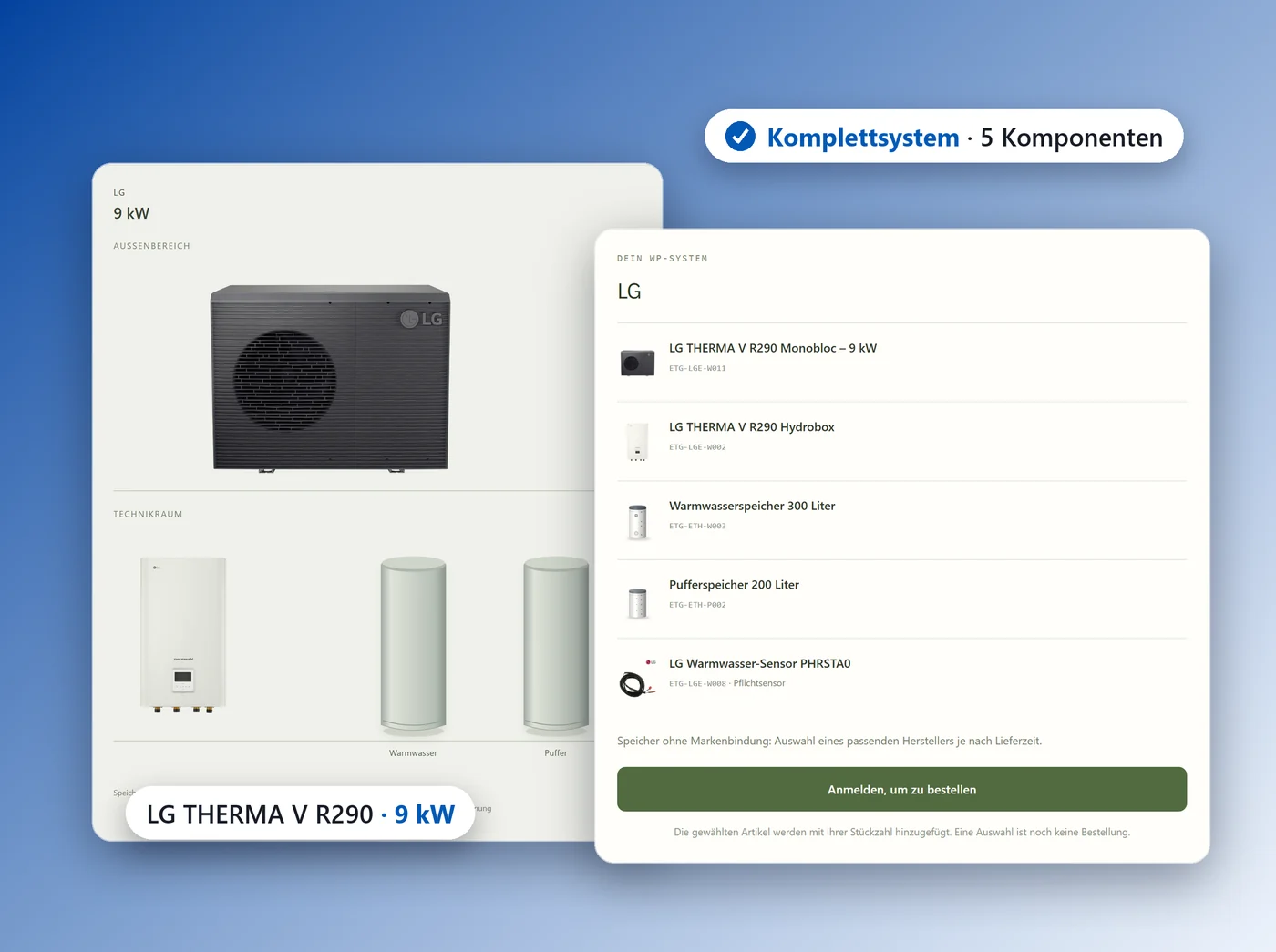 ETG-Konfigurator: Wärmepumpen-Komplettsystem mit Speicher und Zubehör