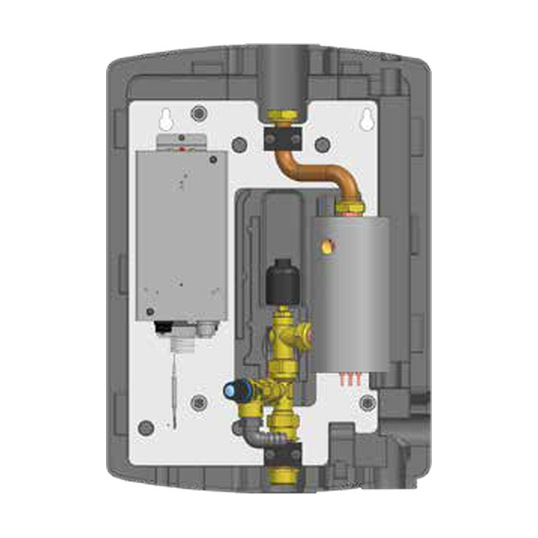 ZEWO Hydraulikgruppe Anschluss und Nachheizung – Innenansicht